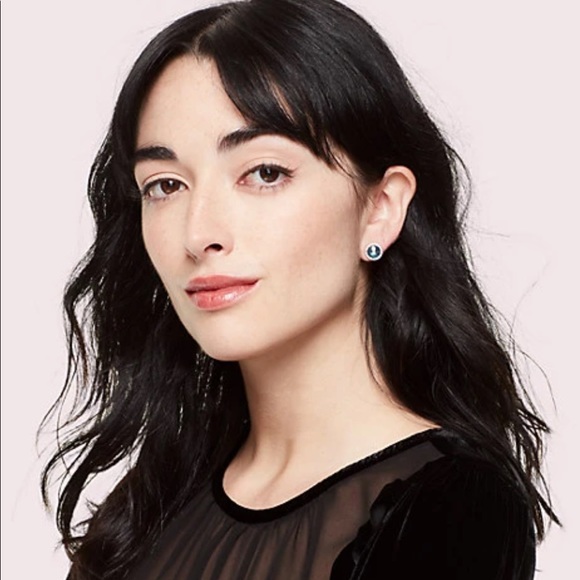 Kate Spade Bright Ideas Pave Halo Stud Earrings In Navy/Gold - Picture 5 of 5